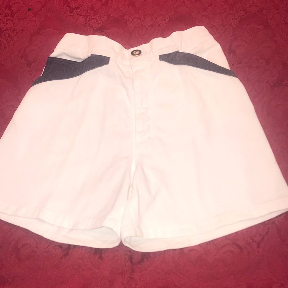 Vintage Isabella Heavy White Denim Shorts High Waisted
